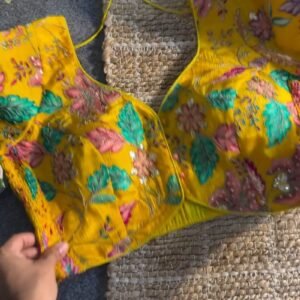 Sun-Kissed Marigold Embroidered Silk Blouse – A Floral Masterpiece