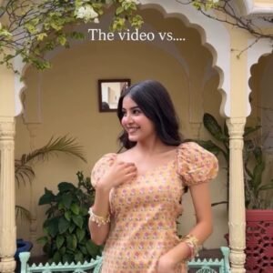 Sun-Kissed Floral Co-ord Set with Puff Sleeves and Open-Back Detail