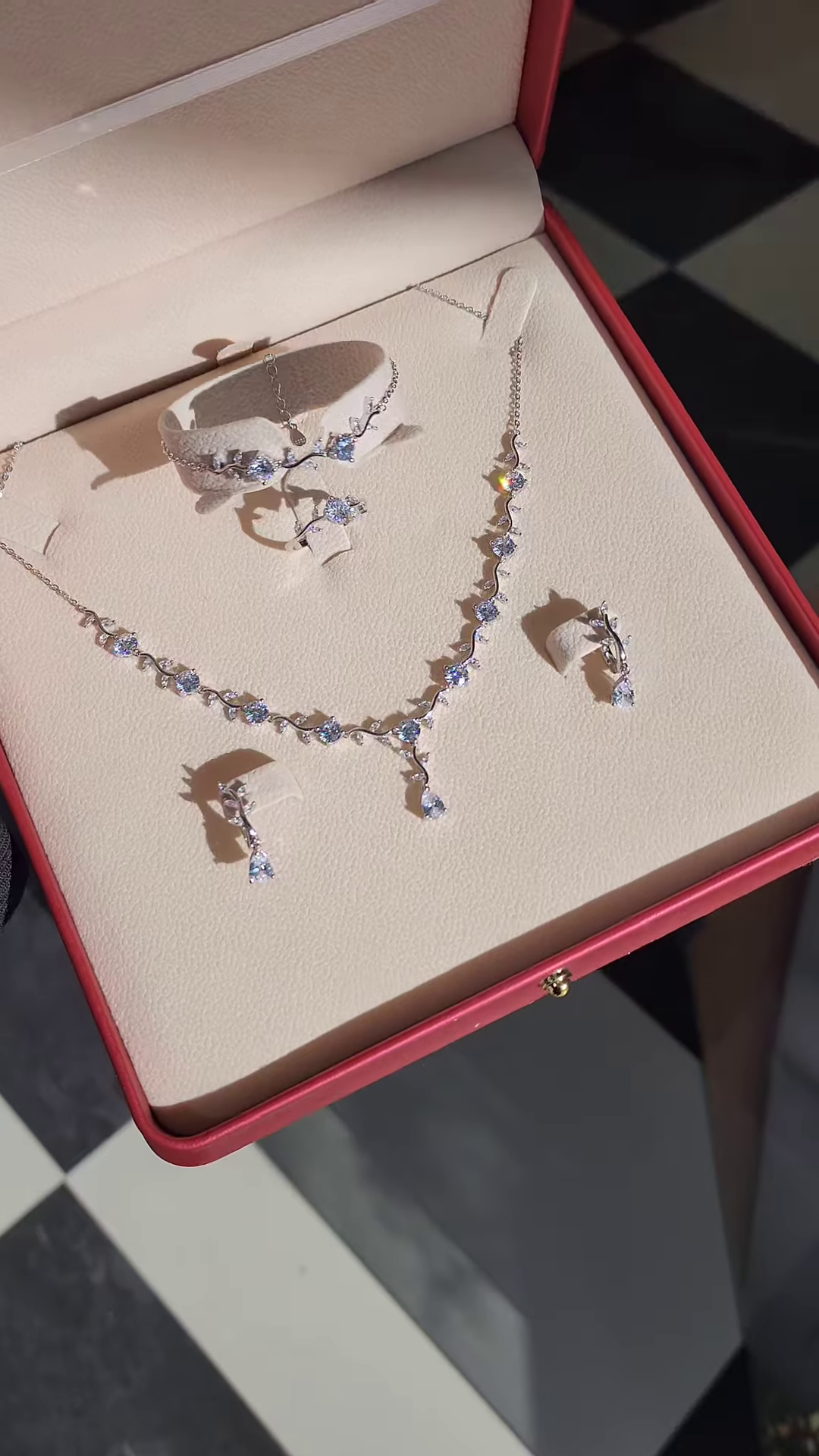 Elegant Silver-Tone Crystal Jewelry Set with Necklace, Earrings, Ring, and Bracelet – Bridal & Party Wear - Image 2