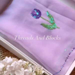 Lavender Floral Sequin Embroidered Saree Set – Available in Lavender & Deep Purple