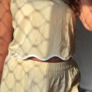 Sunshine Stripe Co-Ord Set with Scalloped Hemline