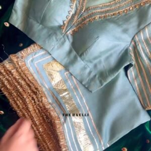 Ethereal Sage & Regal Emerald Handcrafted Gota-Patti Ensemble – Available in Sage Green & Deep Emerald