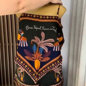 Tropical Sojourn Printed Spaghetti Strap Co-ord Set – Black