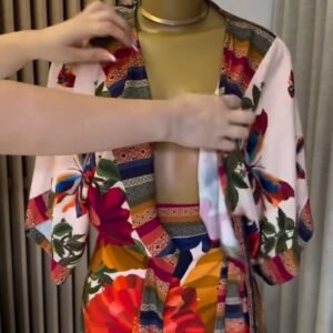 Floral & Geometric Print Co-ord Wrap Set – Available in Vibrant Multicolour & Soft Pastel Floral