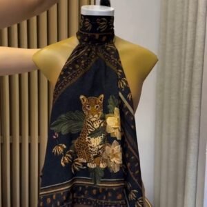 Jungle Safari Printed Scarf-Style Halter Top